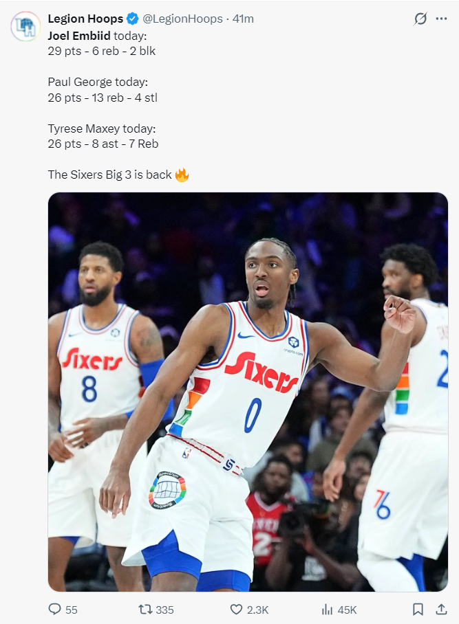 恩比德封盖绝杀黄蜂 费城二连胜锁定季后赛席位